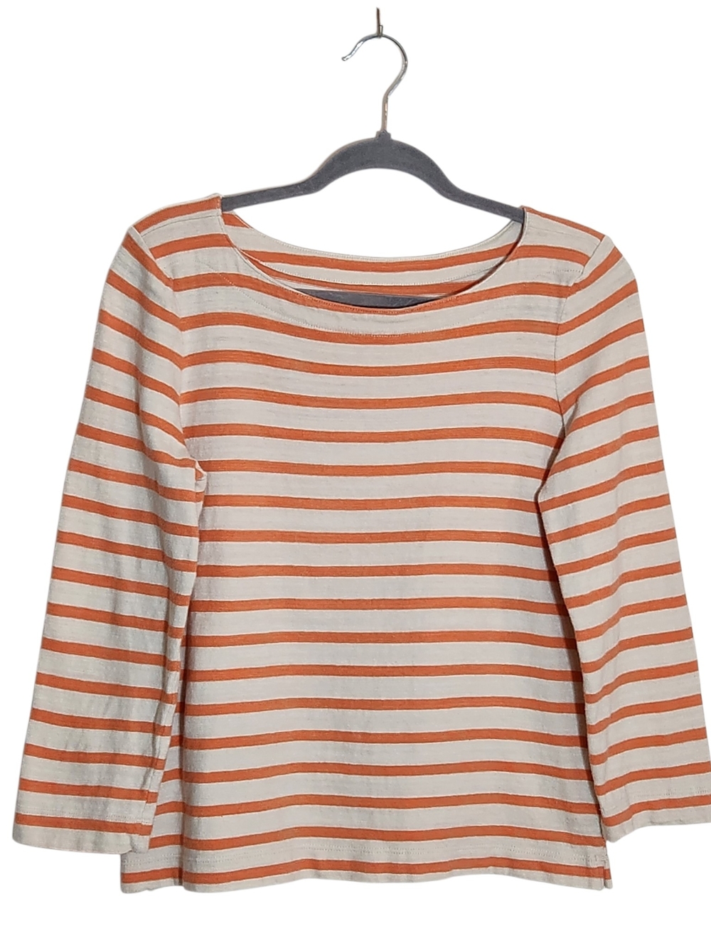 Loft Cream and Orange Striped Tee Size Medium